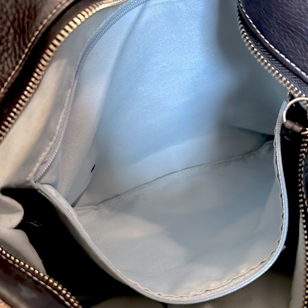 Coach pebbled leather crossbody black with silver hardware blue lining EUC - Picture 9 of 13